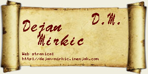 Dejan Mirkić vizit kartica